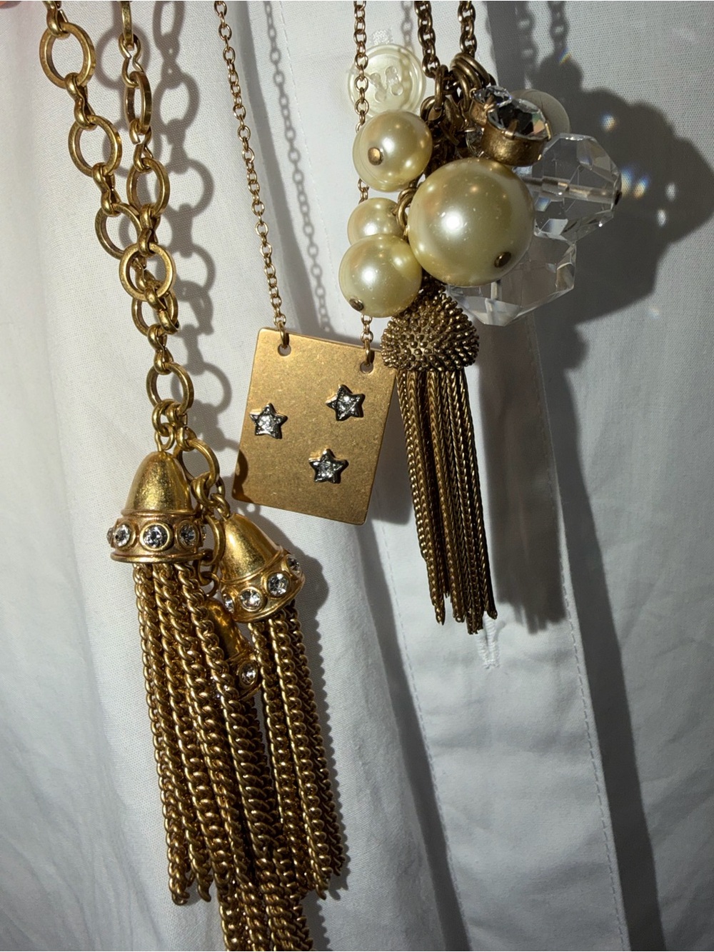 Three Fabulous J. Crew Gold-Tone Pendant Long Necklaces - Picture 3 of 13